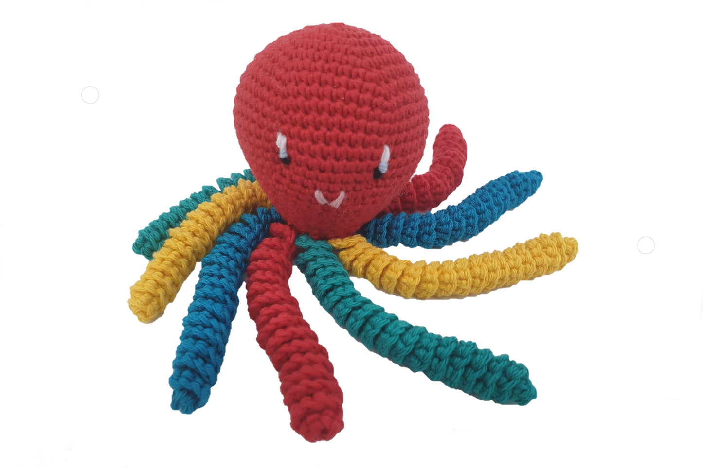 Pulpo de crochet en color rojo - multicolor.