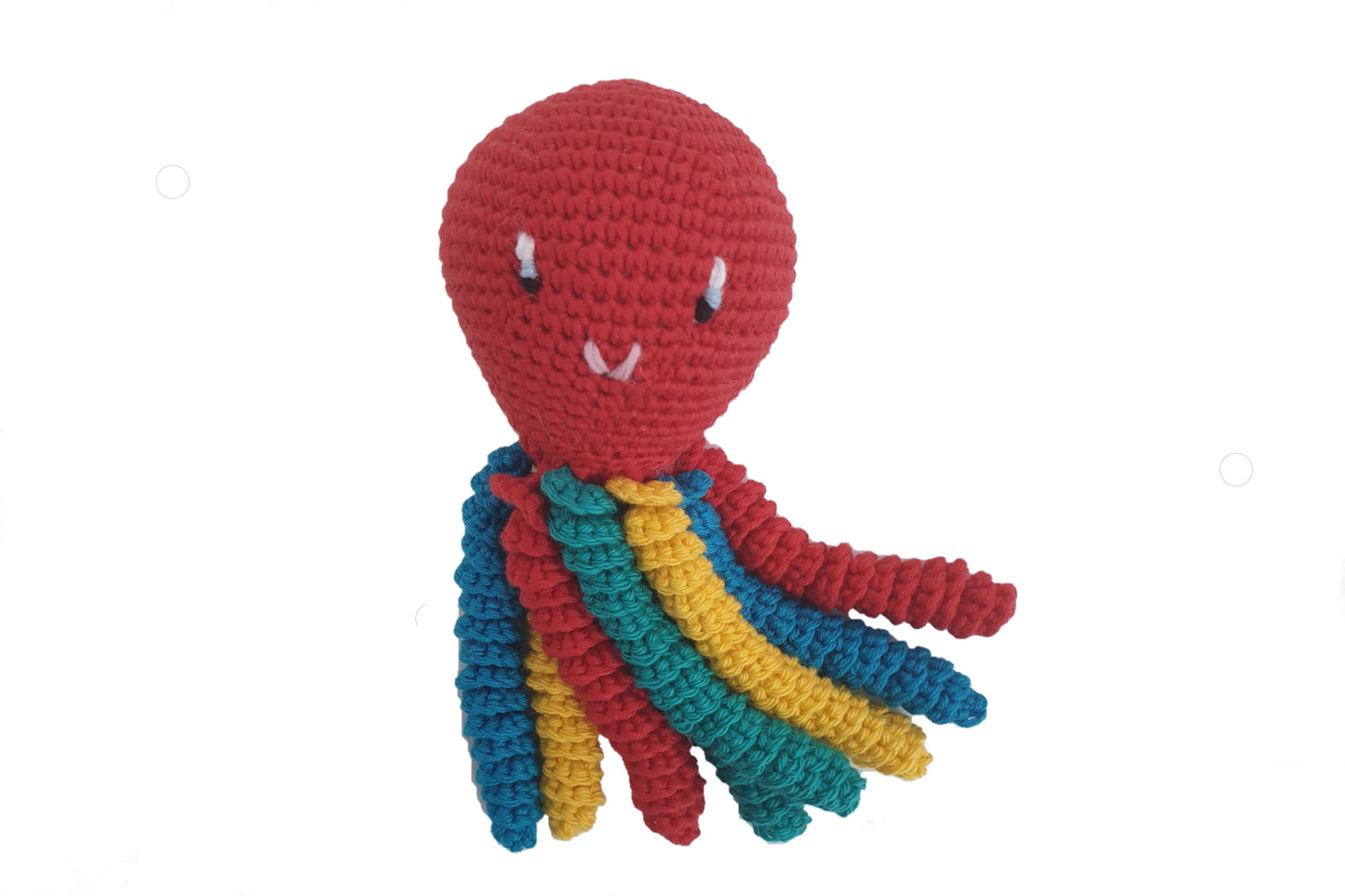 Pulpo de crochet en color rojo - multicolor.
