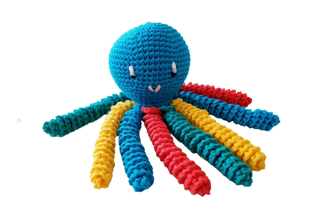 Pulpo de crochet en color azul - muticolor.