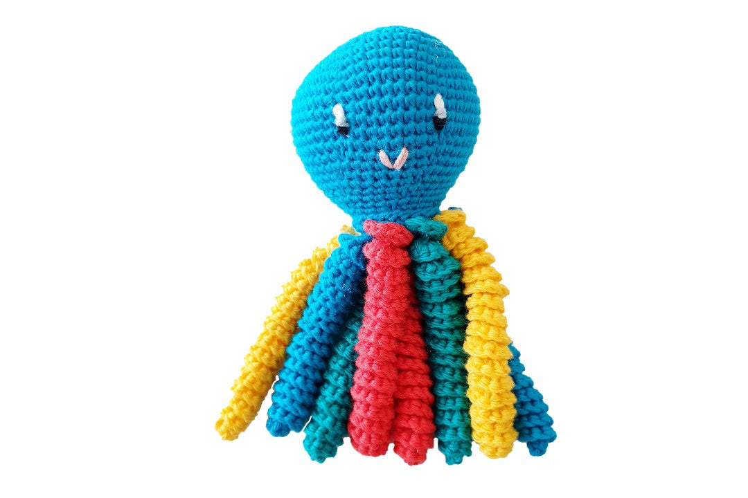 Pulpo de crochet en color azul - muticolor.