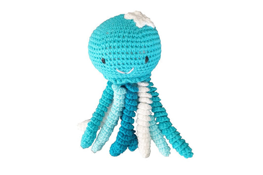 Pulpo amigurumi para recién nacido en tonos azules